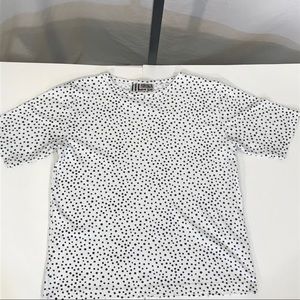 🟣Forenza B&W Polka Dot T-Shirt Top Large